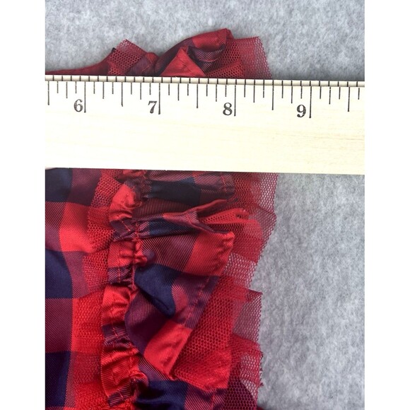 Cat and Jack Baby Dress 6-9 Months Red Check Plaid Ruffle Lined Gown Party - Picture 6 of 13